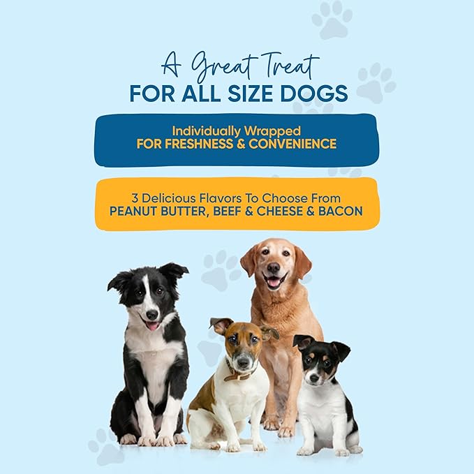 Filled Cow Hooves for Dogs, Delicious Cheese & Bacon Flavor, Stuffed Natural Beef Hoof Dog Chews, Tasty Treats for Dog, Made from Premium Brazilian Cattle, Pack of 3 Count