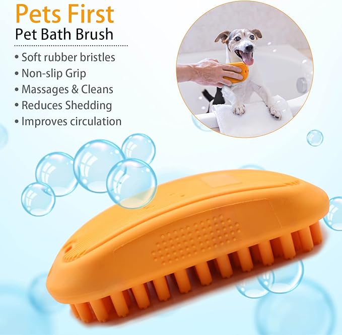 Pet Bath Brush Massage Brush Silicone Comb Dog Cat Massage Curry Brush Grooming Shower Brush for Shampooing Dogs Cats Small Animals with Short Long Hair Soft Rubber Bristles Washing