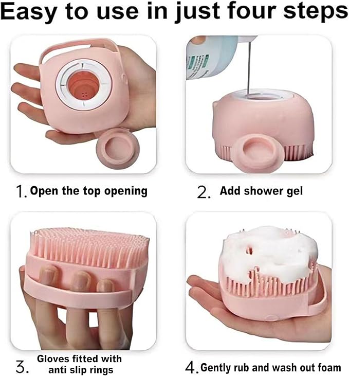 Pets Bath Brush | Scrubber for Bath | Dog Shampoo Brush | Dog Washing/Shower Brush, Suitable for Short/Long Haired Dogs, (Pink)