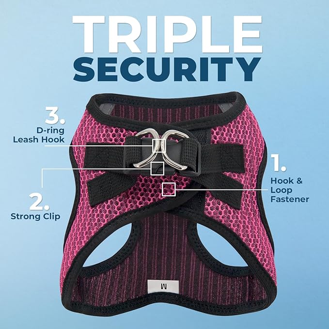 Voyager Step-in Air Dog Harness - All Weather Mesh, Reflective, No Pull Harness for Small, Medium Dogs, Cats - Secure with Hook & Loop Fastener, Buckle, Double D-Rings - Fuchsia 2-Tone, XL