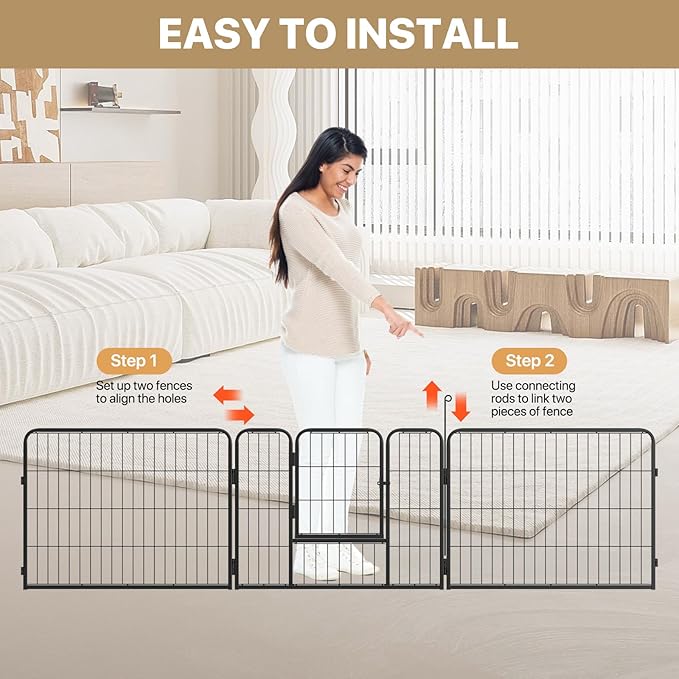 MoNiBloom Dog Playpen Outdoor, 24" Height 8 Panels Heavy Duty Metal Dogs Pen for Small Animals Pet Exercise Pen for RV Camping Yard