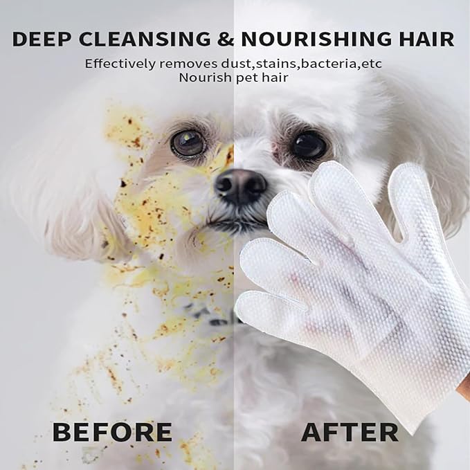Pet Bathing Wipes for Dogs & Cats (6 Packs), Waterless Grooming Wipes for Dogs, Pet Cleaning Gloves Wipes for Daily Care and Traveling