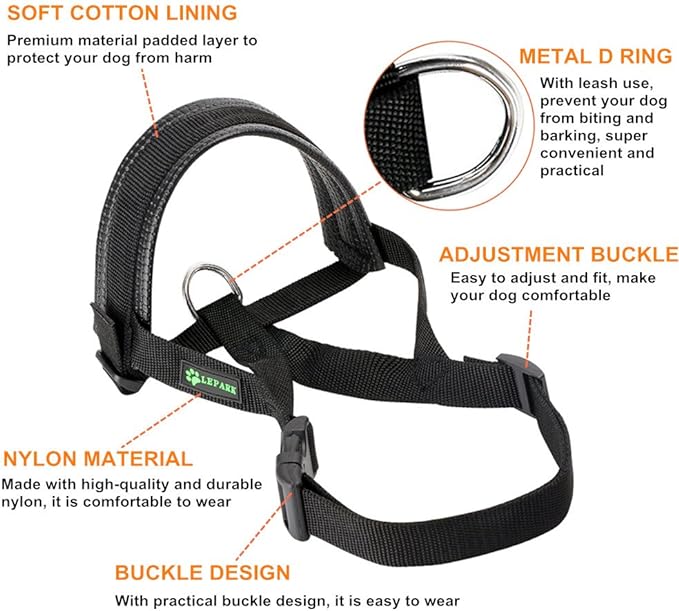 Nylon Dog Muzzle for Small,Medium,Large Dogs Prevent from Biting,Barking and Chewing,Adjustable Loop(XXXL/Black)