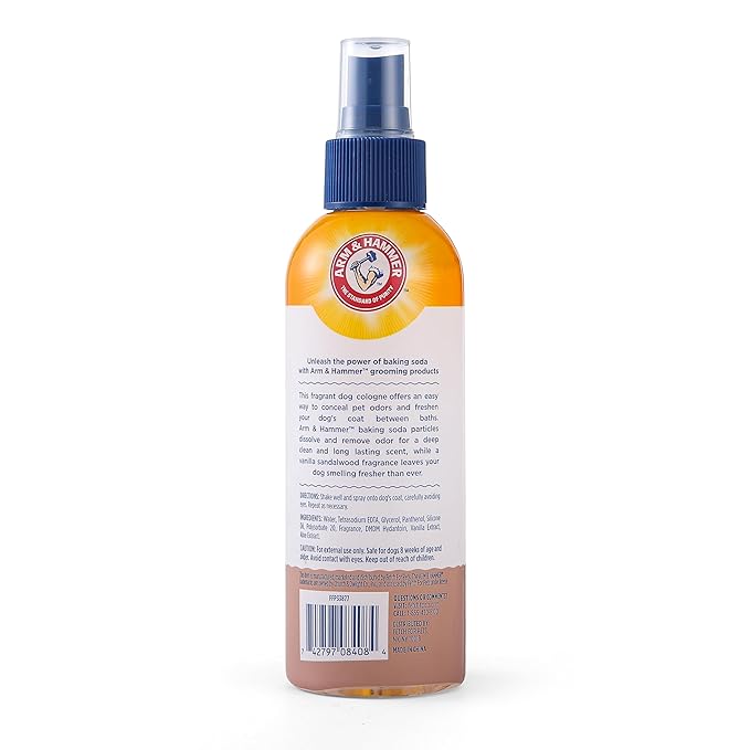Arm & Hammer for Pets Cologne Pet Fragrance Spray for Dogs with Deodorizing Baking Soda, Vanilla Sandalwood Scented Dog Spray, 6 Ounces