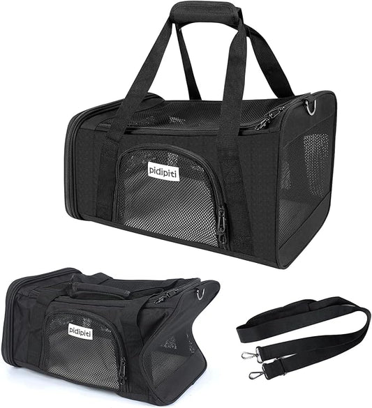 17 x 12 x 8.5 TSA Approved pet Carrier for Extra-Small Dog Under 6-8 lbs and Small cat Under 8-10 lbs,10.5'' Higher Side with Elastic Frame to Putted underseat for jetblue Spirit Airlines.