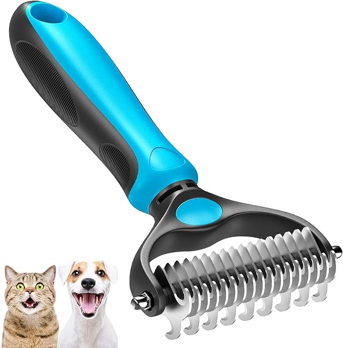 Pet Grooming Brush for Dogs, Cats and Small Animals, Removes Tangles and Knots, Leaves Hair Smooth, Blue