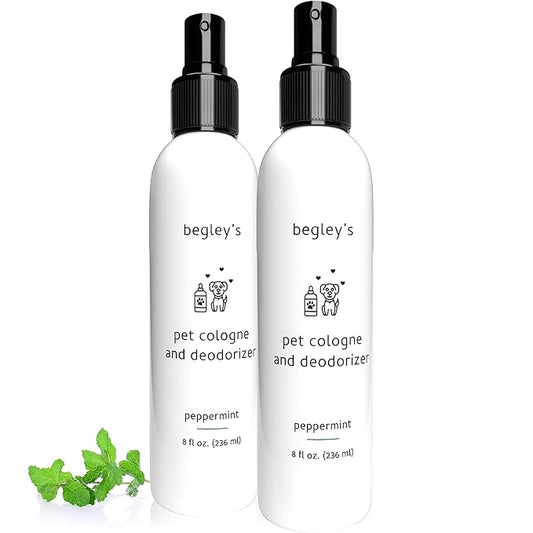 Begley's Pet Cologne and Deodorizer - Premium Essential Oil Dog Perfume Spray Long Lasting and Pet Odor Eliminator - Cat Perfume and Dog Cologne Spray - Peppermint - 8 oz