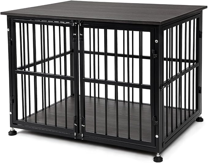Dog Crate Furniture, 40'' Dog Kennel Indoor Foldable, Sturdy Wooden Dog Crate End Table Easy Assembly with Side Doors for Large and Medium Dog