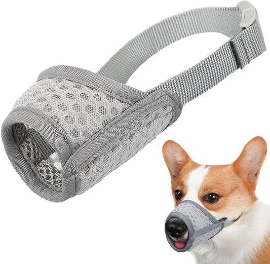 Mayerzon Dog Muzzle, Soft Mesh Muzzle for Small Medium Large Dogs Chihuahua Poodles Beagle Dachshund Corgis Labrador, Puppy Muzzle for Biting Chewing Grooming, Allows Panting Drinking