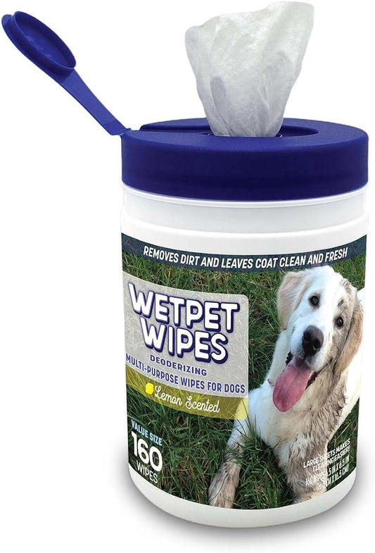 TMD Healthcare WETPET Wipes for Dogs, Lemon Scented, Grooming Wipes Remove Dirt & Grime, Deodorizing Easy to Use for Dogs & Puppies, Safe on Skin and Fur Single Pack
