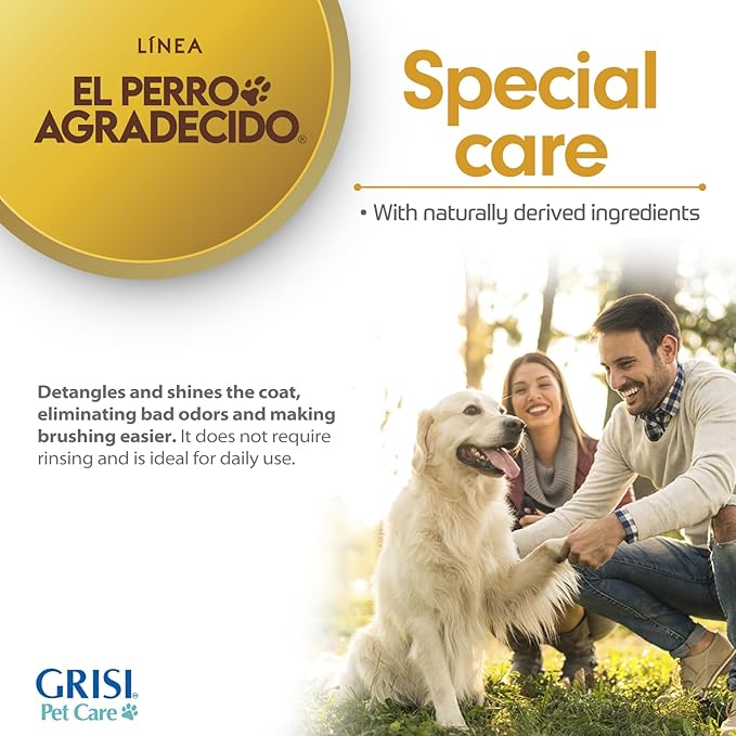 Perro Agradecido Anti Odor Spray®, Grooming Spray for Dogs, Sensitive Skin, Eliminates Odor, Shiny Coat, Easy Dog Brushing, Natural Ingredients, 2-Pack, 8.4 Fl Oz Each, 2 Spray Bottles