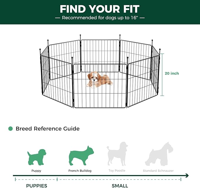 FXW MiniPaws Dog Playpen for Yard & RV Camping, Expandable 20-inch 8 Panels for Puppies and Small Dogs, Portable for Indoor and Outdoor Use