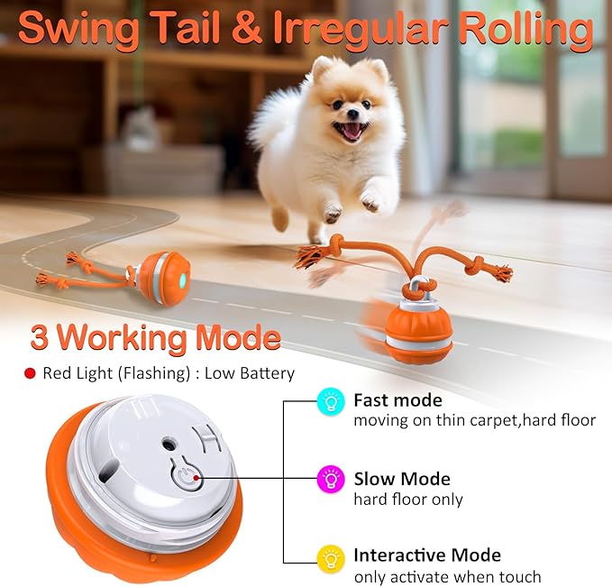 Peppy Pet Ball for Dogs, Dog Interactive Toys Dog Ball,Motion Activate Rolling Ball for Puppy/Small Dogs, Automatic Moving Dog Toy,USB Rechargeable (Dog Ball)