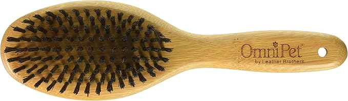 Pro-Finish Bristle Grooming Brush with Carbonized Bamboo Handle, Large, 9"