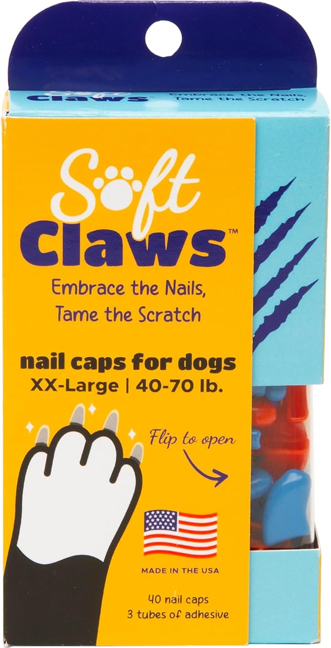 Soft Claws Canine Summer Colors Dog Nail Caps Kit, XX-Large, 40-Pack, Red and Blue