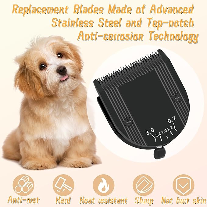 Professional Animal 5-in-1 Adjustable Blade Compatible with WAHL Arco, Bravura, Chromado, Creativa, Figura, and Motion Pet, Dog, and Horse Clippers, Replacement for WAHL-Fine (2179-301). Black-2Pcs