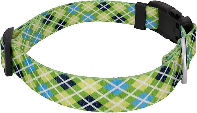 Country Brook Petz - Deluxe Margarita Argyle Dog Collar - Made in The U.S.A. - Plaid and Argyle Collection Featuring Charming Designs (5/8 Inch, Small)