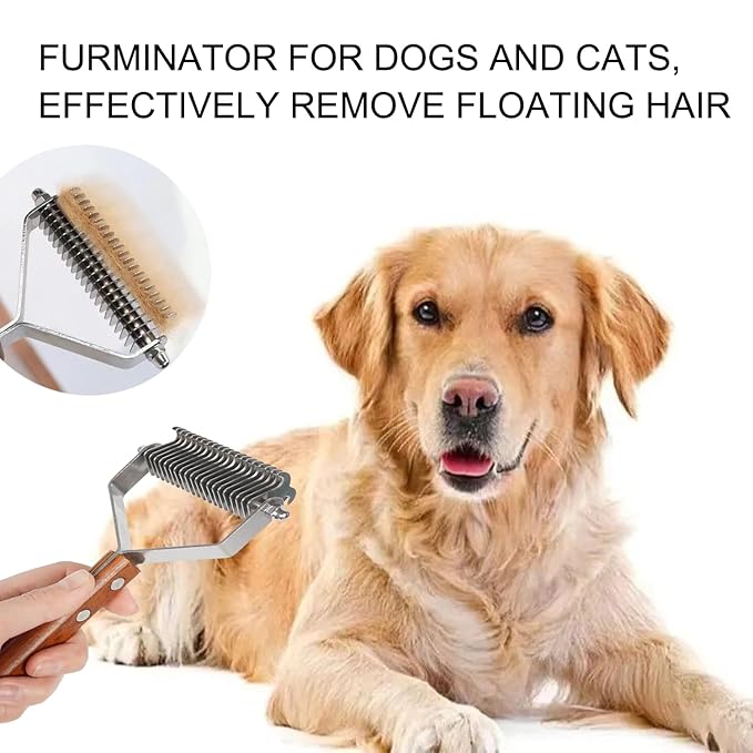 Undercoat Rake for Dogs and Cats, Pet brush for Dematting Comb, Pet Grooming Combs For Long-Haired & Short-Hair, Removes Dander, Dirt, and Detangles,With Wooden Handle 3 pack.