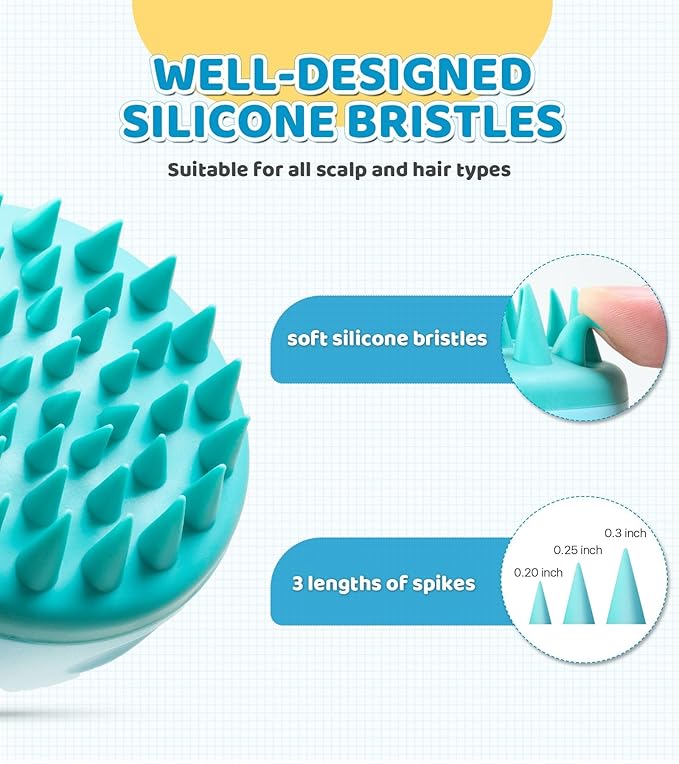 Pet Grooming Brush with Shampoo Dispenser, Soft Silicone Bath Scrubber for Dogs, Cats, and Puppies – Gentle Cleaning and Massaging Tool, Ideal for Small Pets, Easy to Use & Clean, Pink/Blue