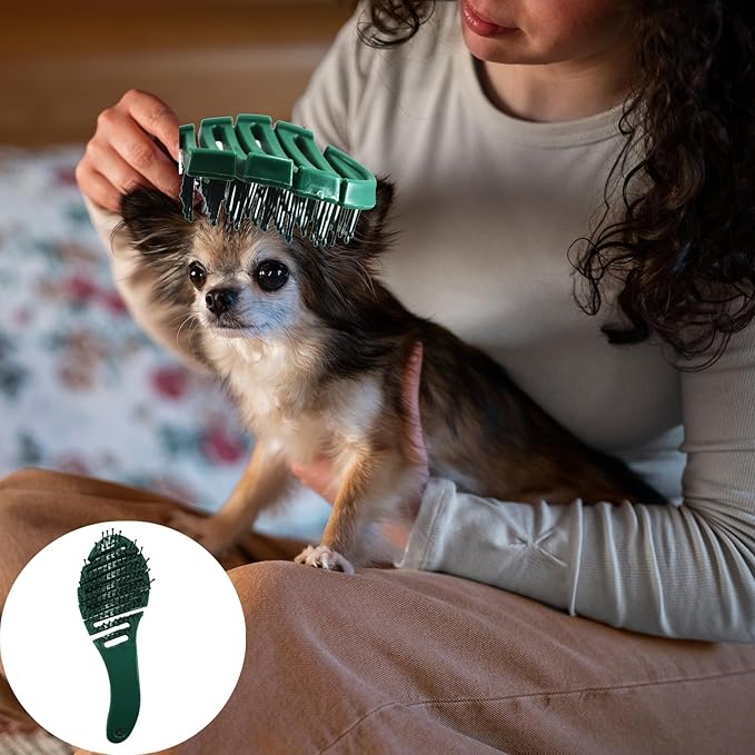 Small Dog Grooming Brush - Perfect for Shih Tzus, Yorkies, and Maltipoos - Ideal Puppy Hair Brushes for Maltese and Small Breeds (Dark Green)
