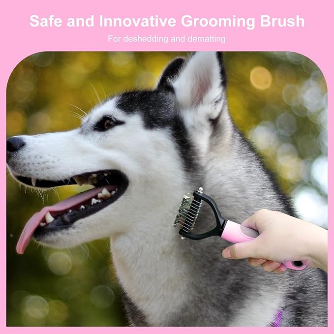 Pet Grooming Kit: Slicker Brush, Dematting Rake, Nail Clipper, Shedding Gloves, and Bag for Dogs and Cats