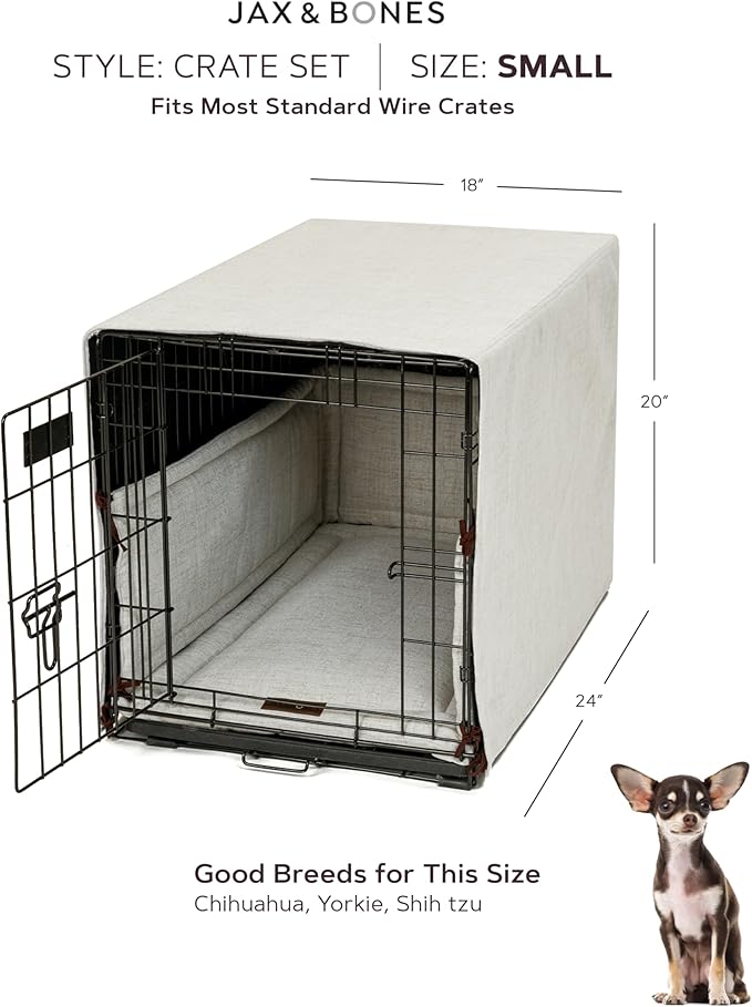 Jax & Bones Dog Crate Cover & Dog Crate Pad Set - Includes Crate Bed, Kennel Cover, & Soft Liner That Acts Like a Bumper - Small Lark Graphite - Made in USA