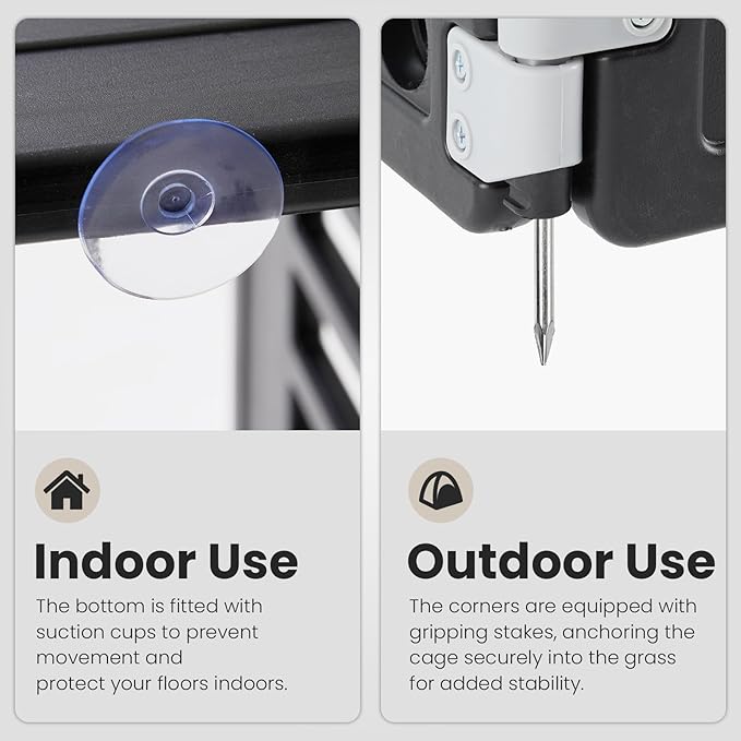 Sweetcrispy Plastic Dog Playpen - 4-Panel 24" Expandable & Durable Pet Fence for Small to Medium Dogs - Indoor & Outdoor Portable Puppy Playpen with Secure Locking Door, Black