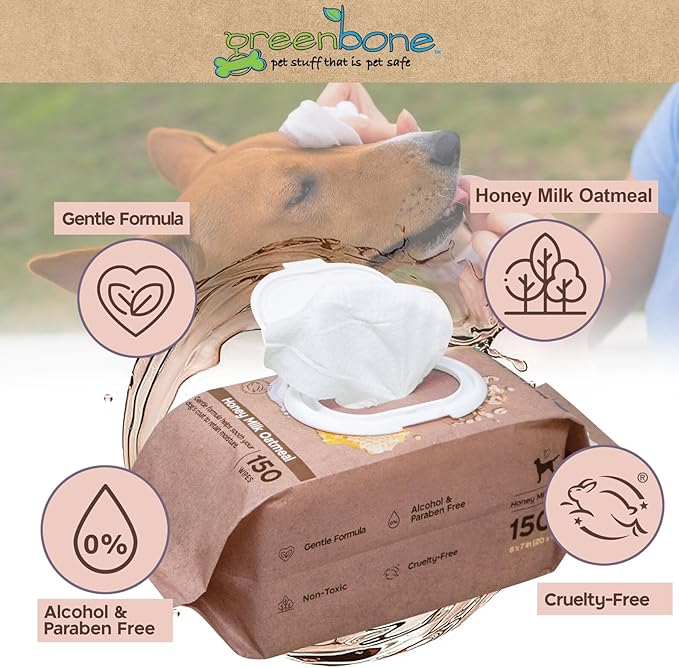 Soothing Dog Wipes - Honey Milk & Oatmeal -150 Wipes