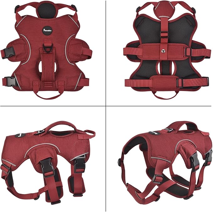 Petmolico Escape Proof Dog Harness Vest, Adjustable No Pull Vest Reflective Dog Harness Vest for Large Dogs(Red,Medium)