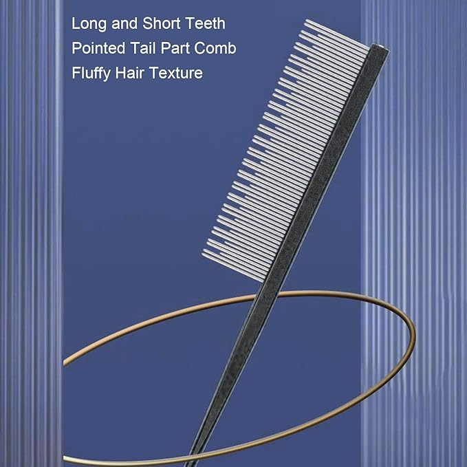 Round tooth metal dog comb is used for pet hair comb of dogs and cats to remove hair knots and entanglement. Professional pet hair comb styling comb(black)