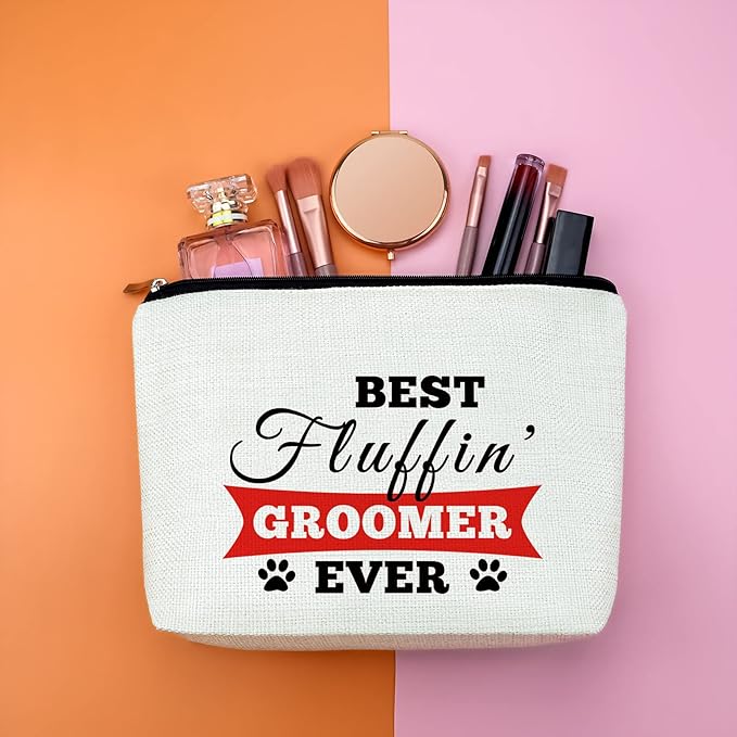 Thank You Gift Dog Groomer Gift for Women Pet Groomer Gift for Dog Stylist Makeup Bag Dog Hairdresser Cosmetic Bag Dog Groomer Gift for Dog Grooming Hair Stylist Best Groomer Ever Gift for Dog Salon