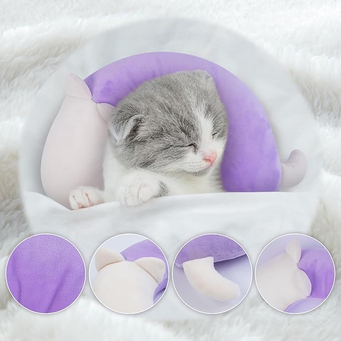 Pet Pillow, Dog Neck Pillow,Dog Pillows for Medium Dogs,Calming Pillow for Dogs, Soft Cat Pillow,Improve Relief Dog Sleeping Pillow,Machine Washable Pet U-Shaped Pillow,Purple,L