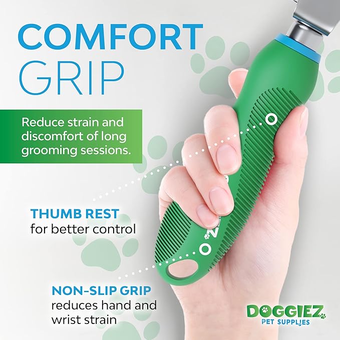 Pet Dematting Comb for Dogs & Cats - Long Hair to Medium with Safety Edge Matted Fur Rake Blades - Undercoat Mat, Tangle & Knot Remover Grooming Tool - Detangler Rake Brush