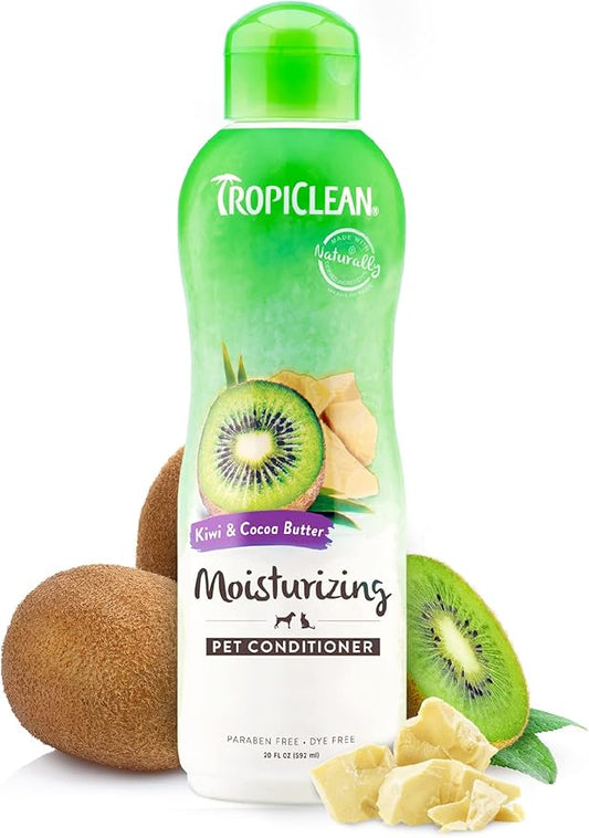 TropiClean Dog Conditioner, Easy Detangling & Moisturizing Conditioner, Puppy Safe, Made in The USA, Kiwi & Cocoa Butter Scent, 20oz.