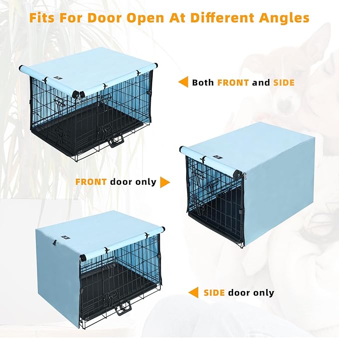 X-ZONE PET Double Door Dog Crate Cover - Polyester Pet Kennel Cover Fits 30 inches Wire Dog Cage Blue