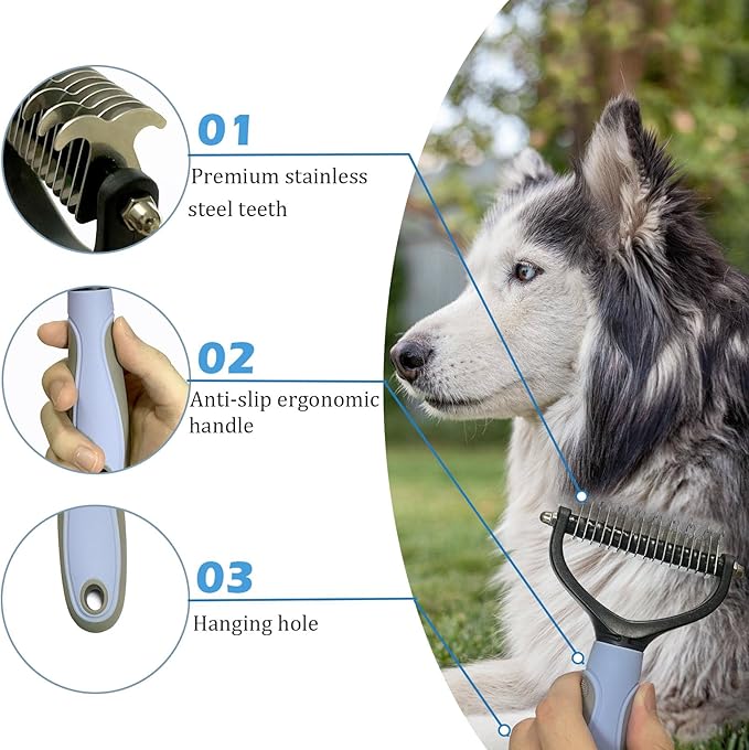Self Cleaning Slicker Brush for Dogs & Cats - Easily Removes Tangles & Loose Undercoat