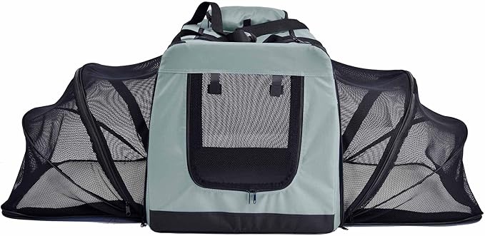Pet Life Hounda Accordion Metal Framed Soft Folding Expandable Dog Crate - Collapsible Folding Pet Crate or Dog Kennel with Triple Expansion Room