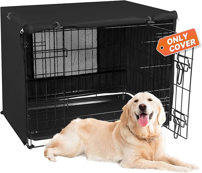 X-ZONE PET 30" Dog Crate Cover for Indoor/Outdoor - Heavy Duty Polyester Pet Kennel Cover Fits for Wire Dog Cage Black