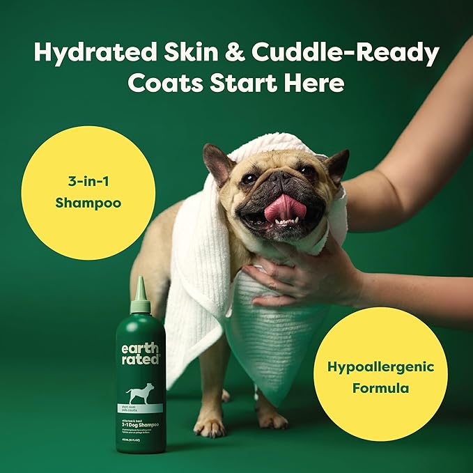Earth Rated 3-in-1 Soothing Dog Shampoo and Conditioner, Deodorizing Oatmeal Shampoos for Dogs and Puppies, Great for Smelly Pets, White Tea and Basil Scent, 16 oz