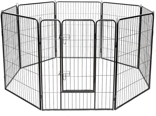 Giantex 40" 16/8 Panel Pet Playpen with Door, Foldable Dog Exercise Pen, Portable Free-Standing Cat Fence, for Outdoor & Outdoor, Metal Dog Puppy Cat Exercise Fence Barrier Kennel (8 Panels, 40'')
