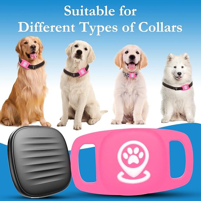 Pet Tracking Device for Dogs, Smart Tag for Comprehensive Location Coverage, Compatible with Apple Find My, Non-GPS Tracking Solution (Pink)