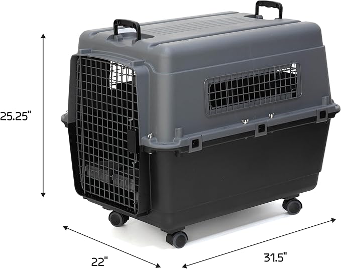 SportPet Designs Plastic Airline Approved Kennels Wire Door Travel Dog Crate, Large