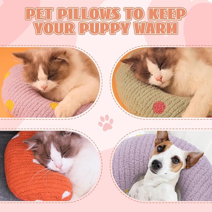 T'CHAQUE Cat Pillow, Dog Neck Pillow Anxiety Relief, Comfort Cat Pillows for Indoor Cats, Ultra Soft Dog Calming Pillow Bed, Half Donut Cuddler Sleeping Improve Pillow Pet for Upper Spine Support