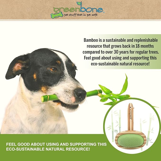 Pet Spa Slicker Brush - All-Natural Bamboo Pet Grooming Brush - Entirely Made from Sustainable Bamboo for Dogs & Cats