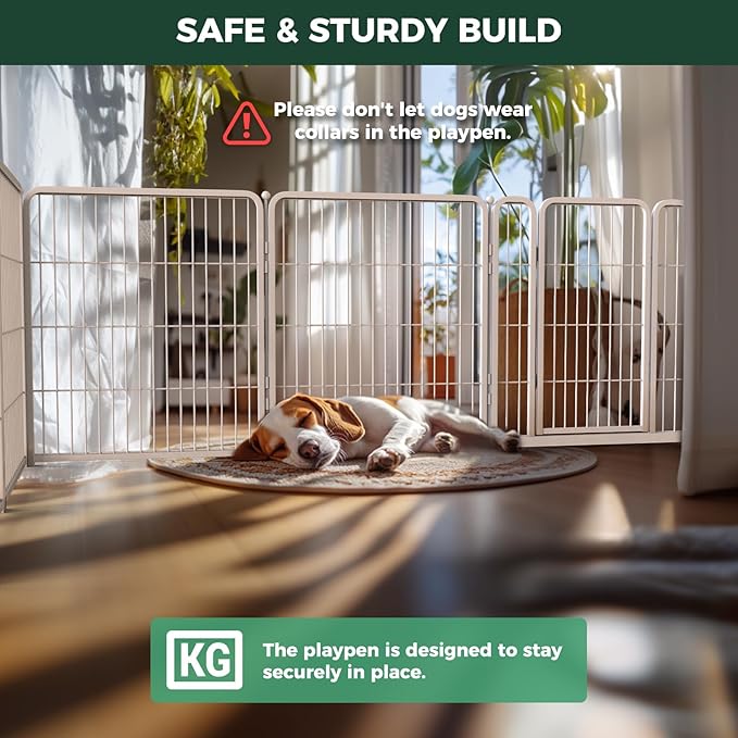 FXW Homeplus Dog Playpen for Indoor Use - Stress-Free and Safe Play, Heavy Duty 32 Inch 6 Panels Dog Pen for Puppies, Small and Medium Dogs, White│Patented