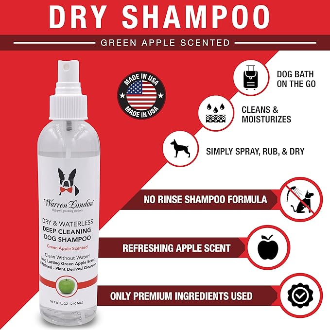 Warren London Dry & Waterless Shampoo for Dogs, 8 fl. oz.