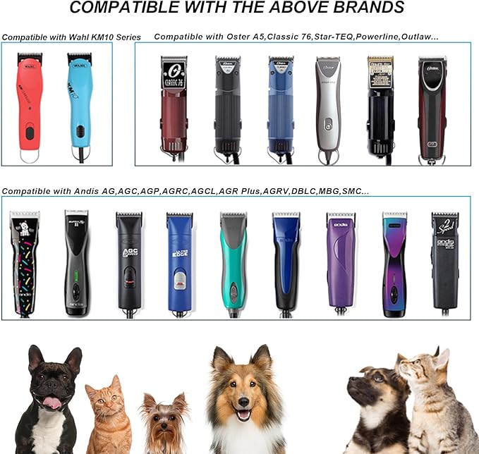 4FC Detachable Pet Clipper Replacement Blades Compatible with Andis/Oster A5/Wahl KM10 Series Dog Clipper,Made of Ceramic Blade & Stainless Steel Blade,Size 4FC Cut Length 3/8-Inch(2 Pack)