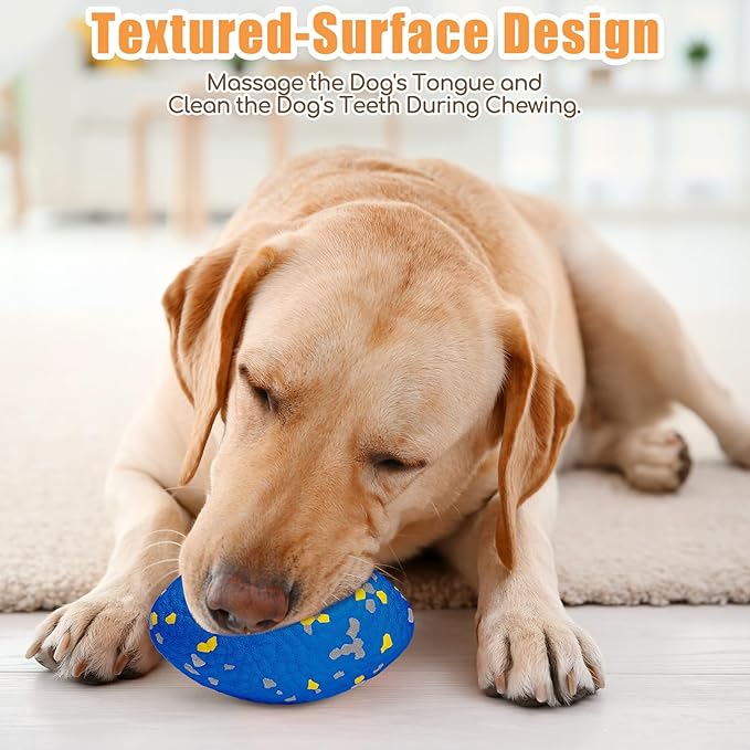 Upgrade Olive Dog Balls Rugby Toys for Aggressive Chewers, Indestructible Tennis Balls for Dogs (Blue)