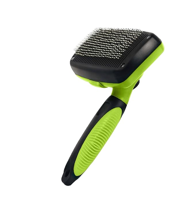Pet Hair Slicker Brush, Pet Grooming, Smooths Pet Coat, Cat and Dog Slicker Hair Brush, Removes Loose Fur, Ideal for Short to Long Hair, Comfortable Grooming., Regular, Green