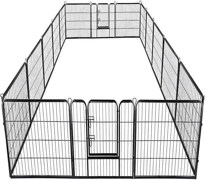 Giantex 16/8 Panel Pet Playpen with Door, Foldable Dog Exercise Pen, Portable Configurable Cat Chicken Rabbit Fence Outdoor Outdoor, Metal Pet Exercise Fence Barrier Kennel (16 Panels, 48'')